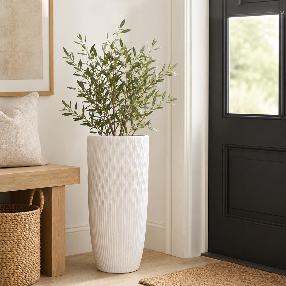 Textured Fiber Clay Planter- Off White