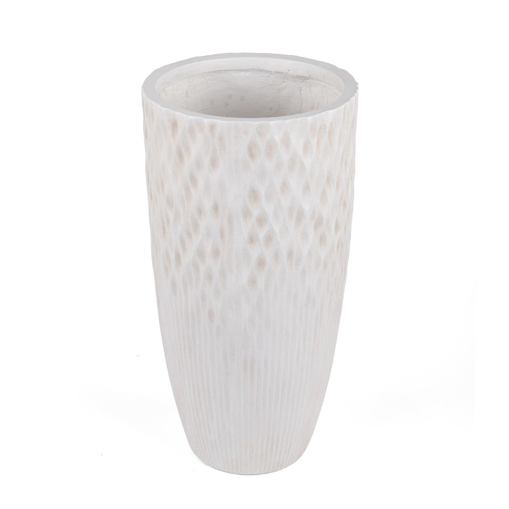 Textured Fiber Clay Planter- Off White