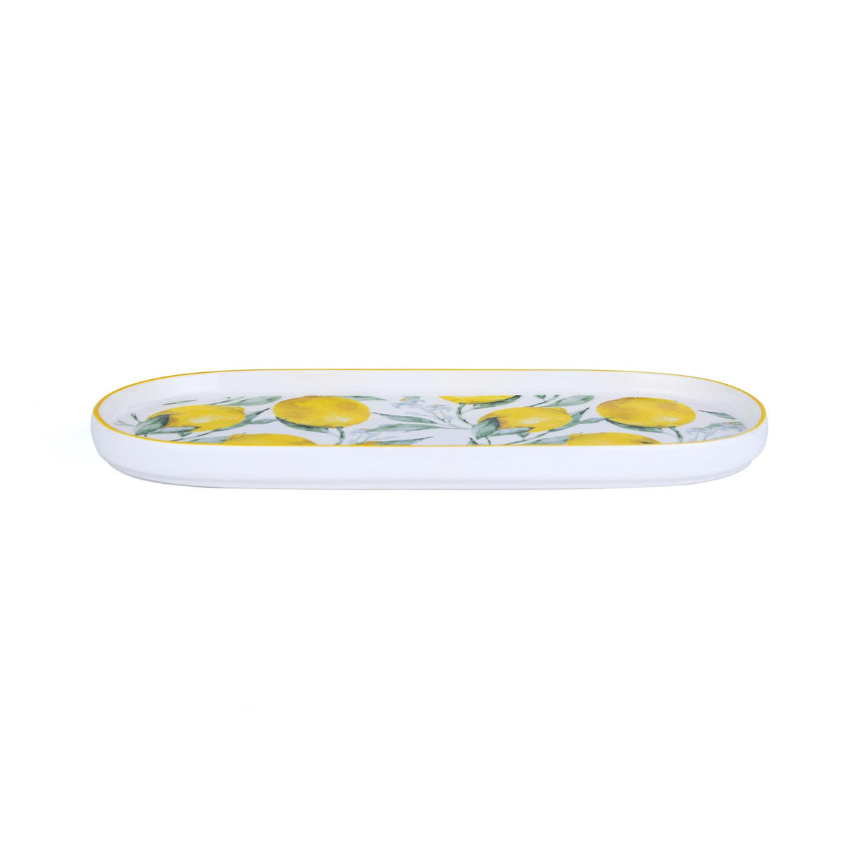 Lemon Lush Oval Ceramic Serving Platter- Yellow, 25 cm