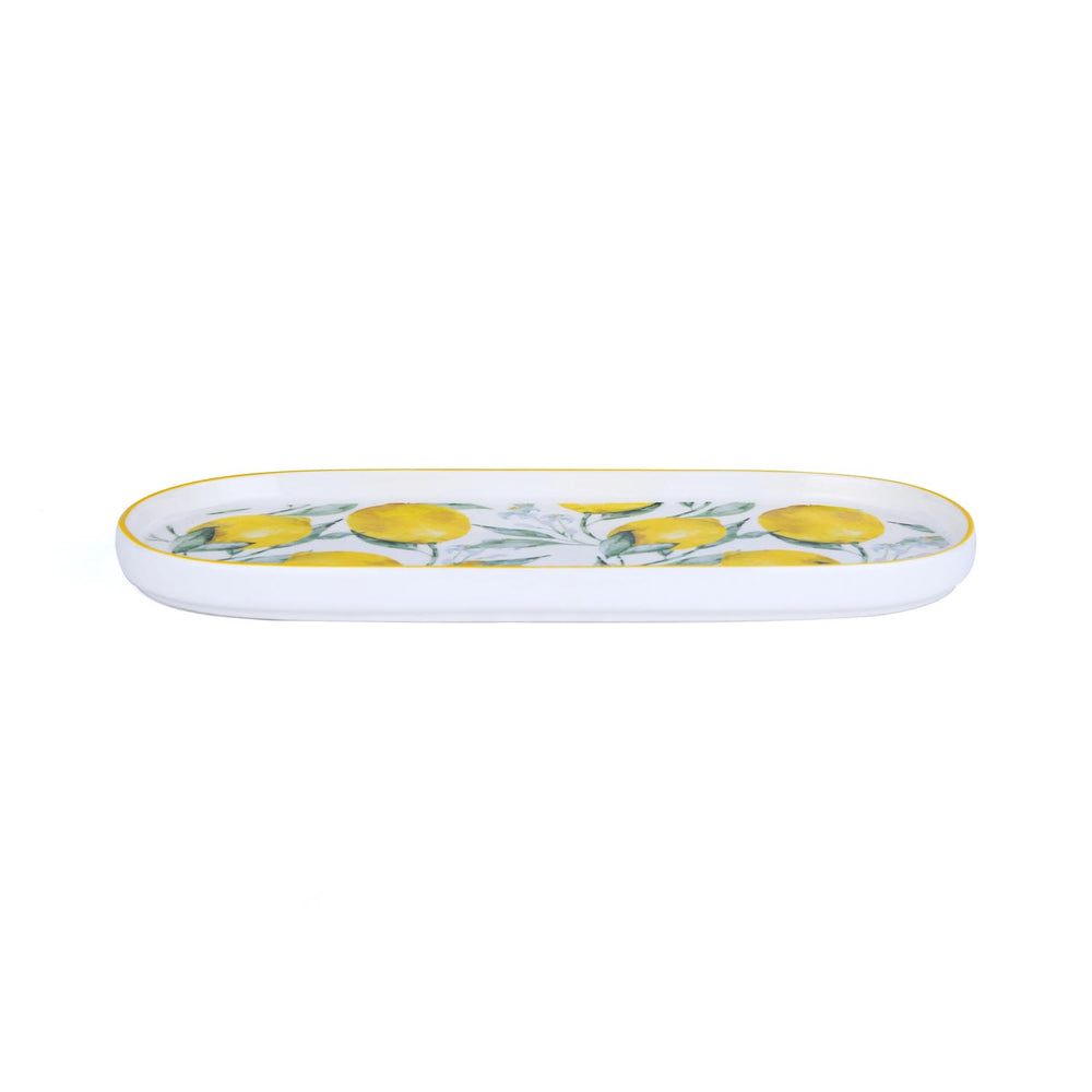 Lemon Lush Oval Ceramic Serving Platter- Yellow, 25 cm