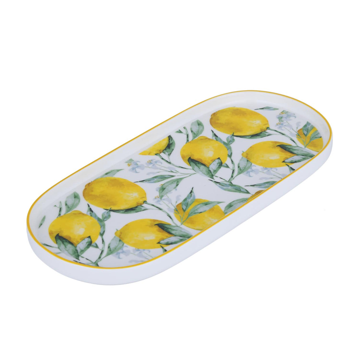 Lemon Lush Oval Ceramic Serving Platter- Yellow, 25 cm