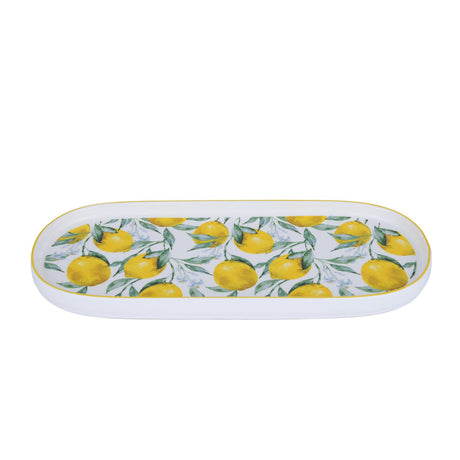 Lemon Lush Oval Ceramic Serving Platter- Yellow, 33.7 cm