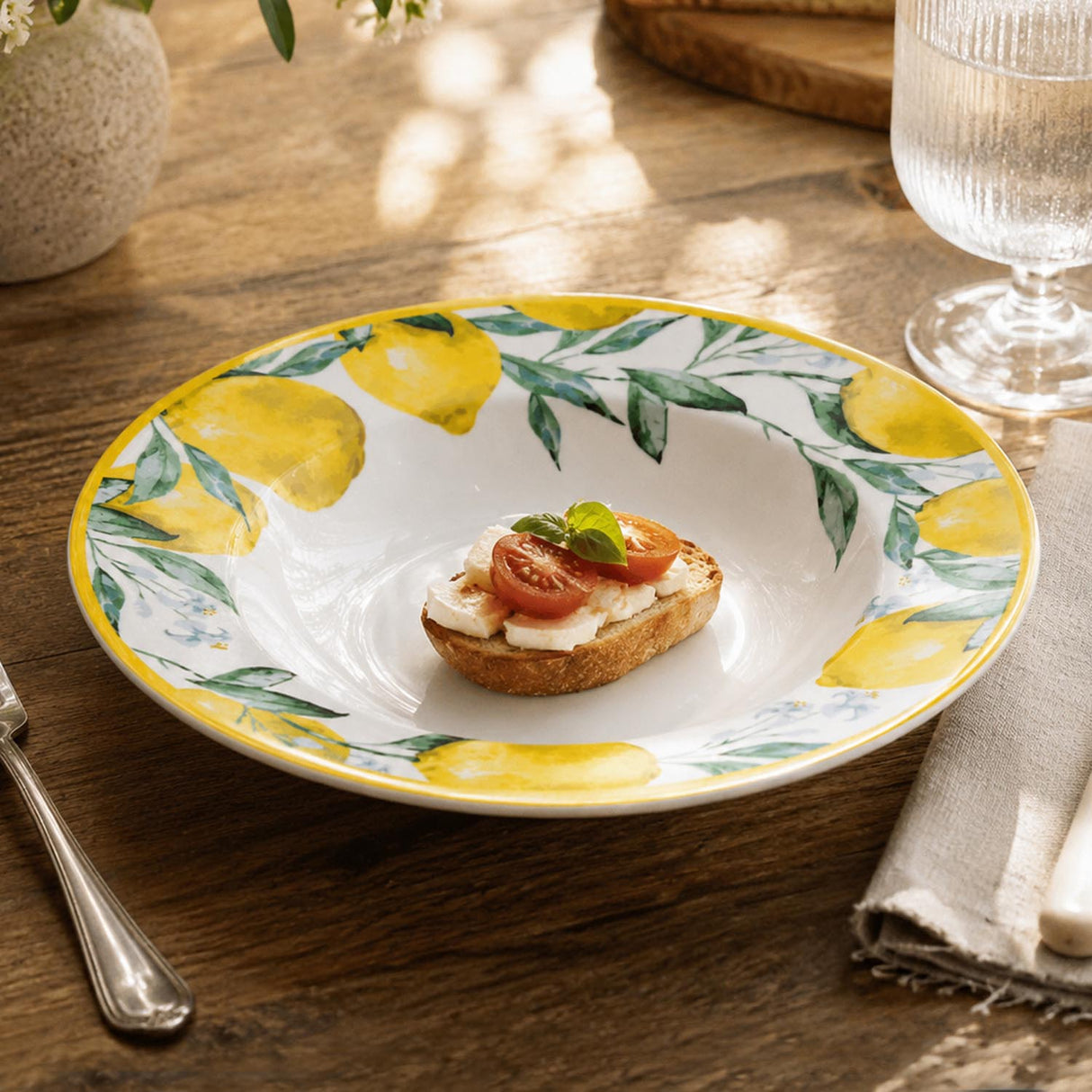 Lemon Lush Ceramic Serving Platter- Yellow, 22 cm