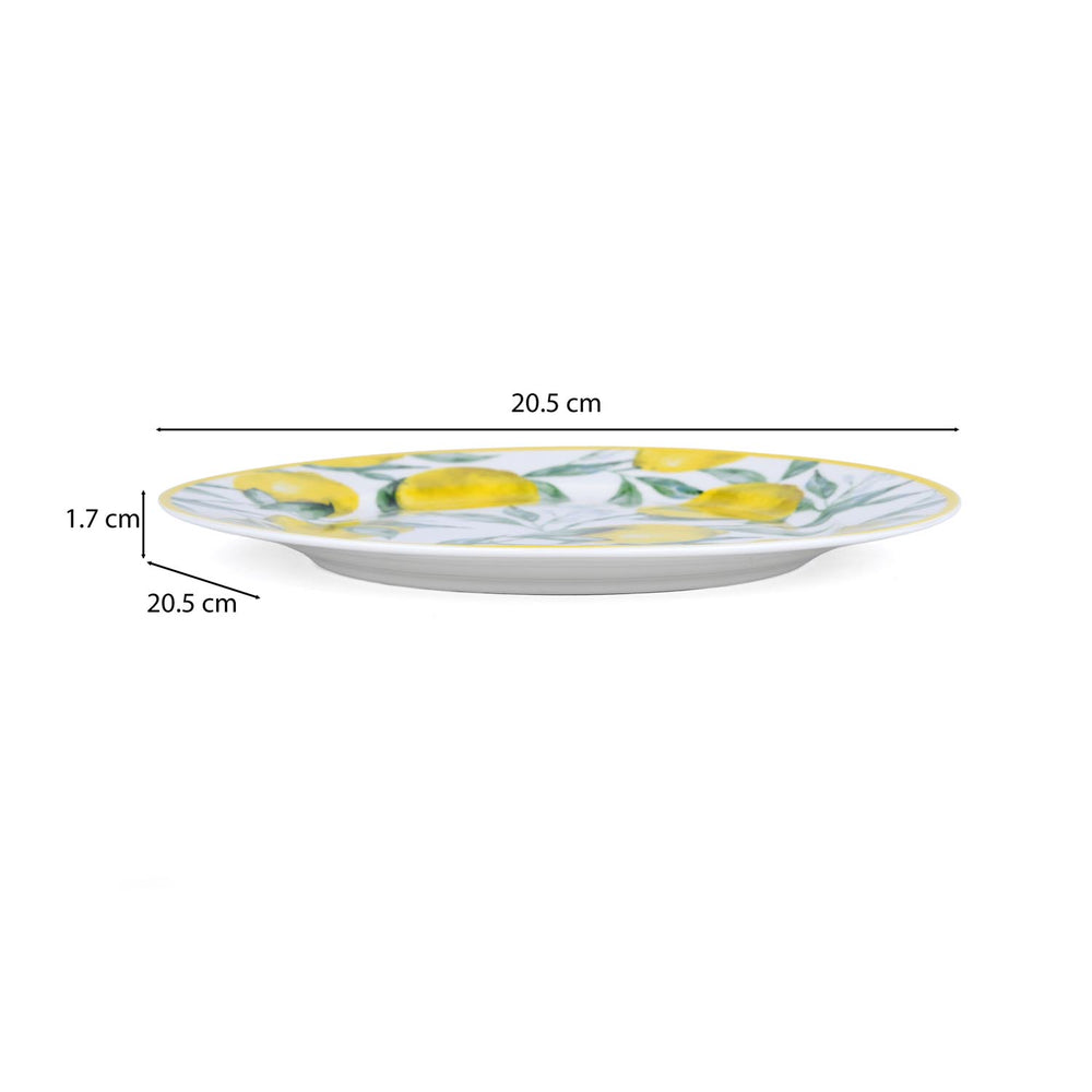 Lemon Lush Ceramic Quarter Plate- Yellow, 20.5 cm