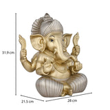 Ganesha Tathastu Decorative Polyresin Showpiece- Silver and Gold