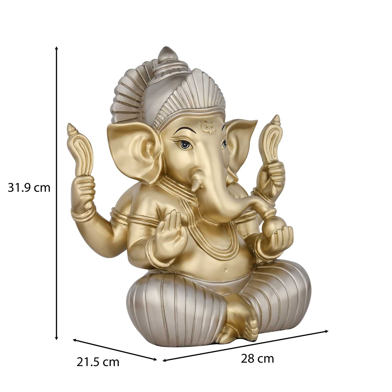Ganesha Tathastu Decorative Polyresin Showpiece- Silver and Gold