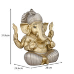 Ganesha Tathastu Decorative Polyresin Showpiece- Silver and Gold