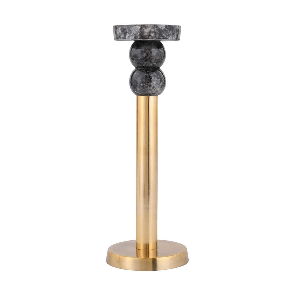 Decorative Tiered Pillar Metal Candle Holder- Black & Gold