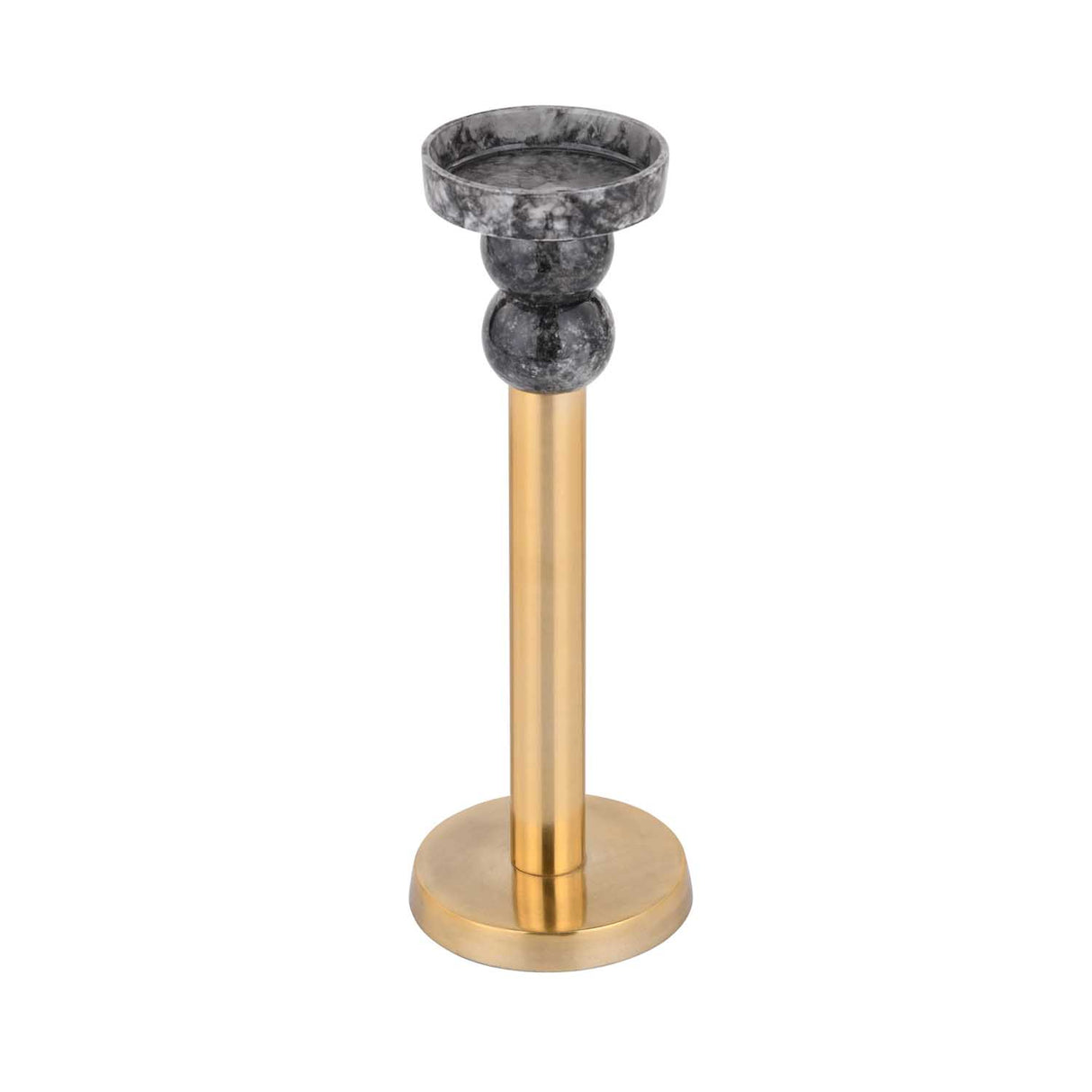 Decorative Tiered Pillar Metal Candle Holder- Black & Gold