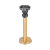 Decorative Tiered Pillar Metal Candle Holder- Black & Gold