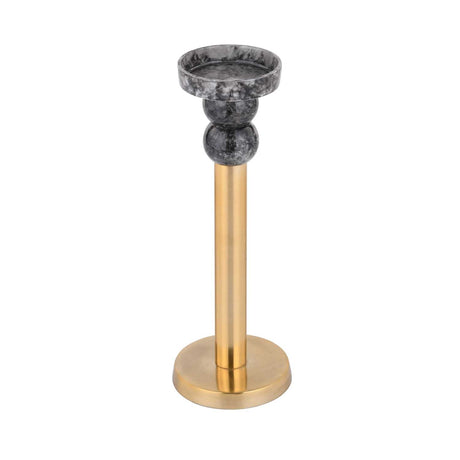 Decorative Tiered Pillar Metal Candle Holder- Black & Gold