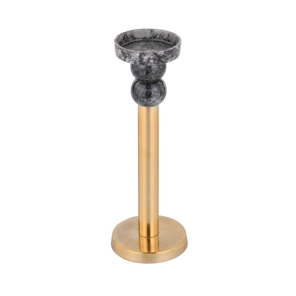 Decorative Tiered Pillar Metal Candle Holder- Black & Gold