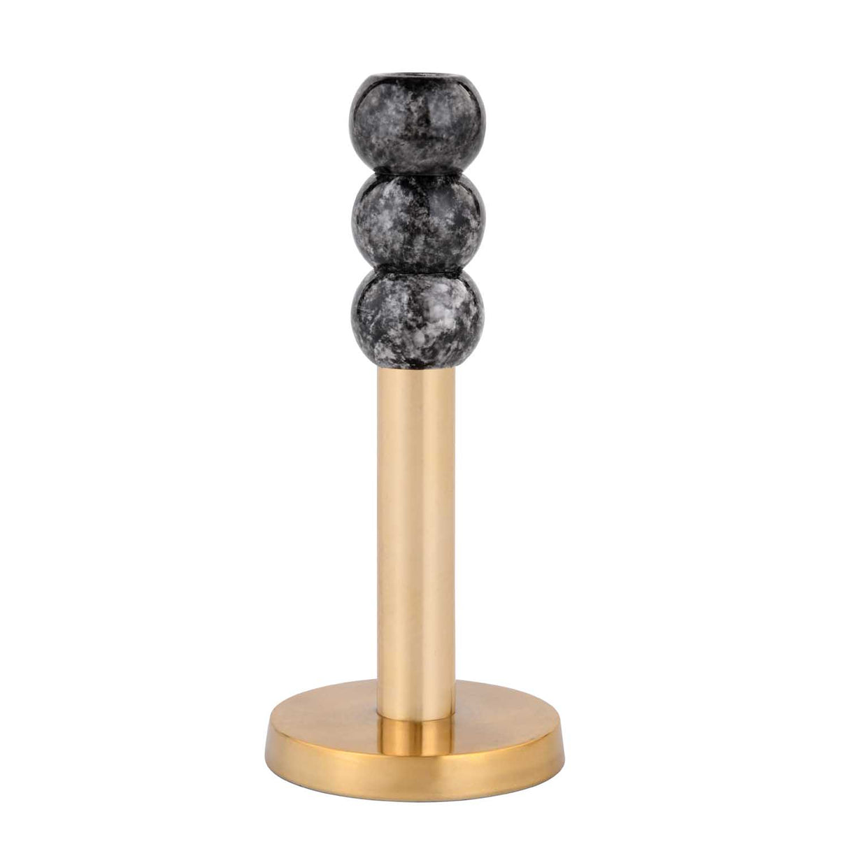 Decorative Stacked Metal Candle Holder- Black & Gold