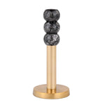Decorative Stacked Metal Candle Holder- Black & Gold