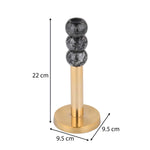 Decorative Stacked Metal Candle Holder- Black & Gold