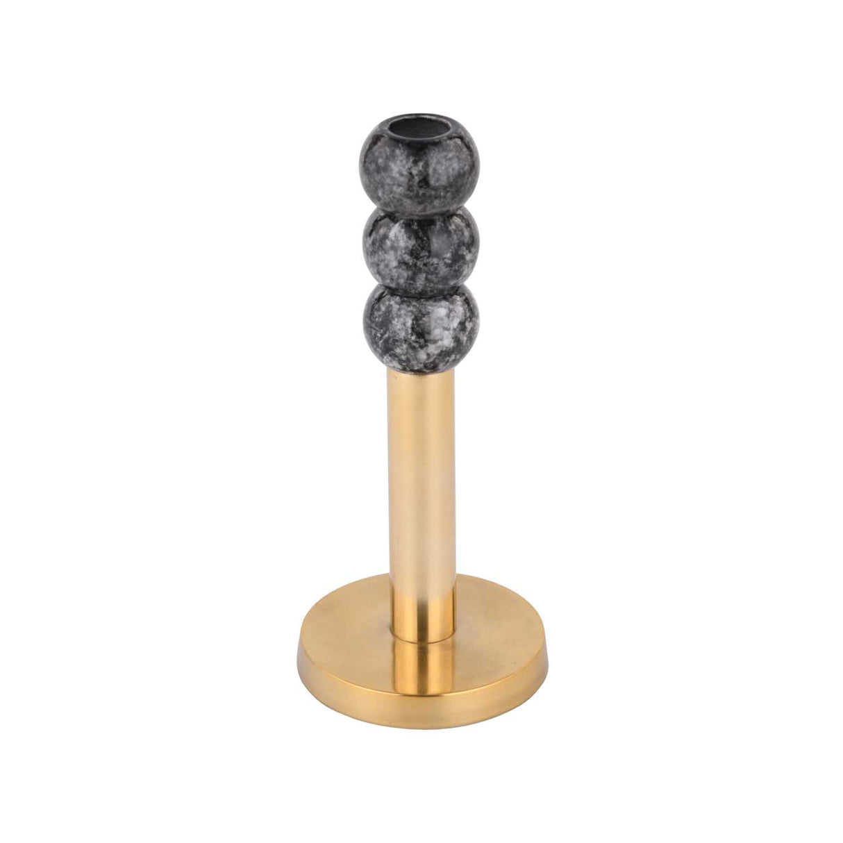 Decorative Stacked Metal Candle Holder- Black & Gold