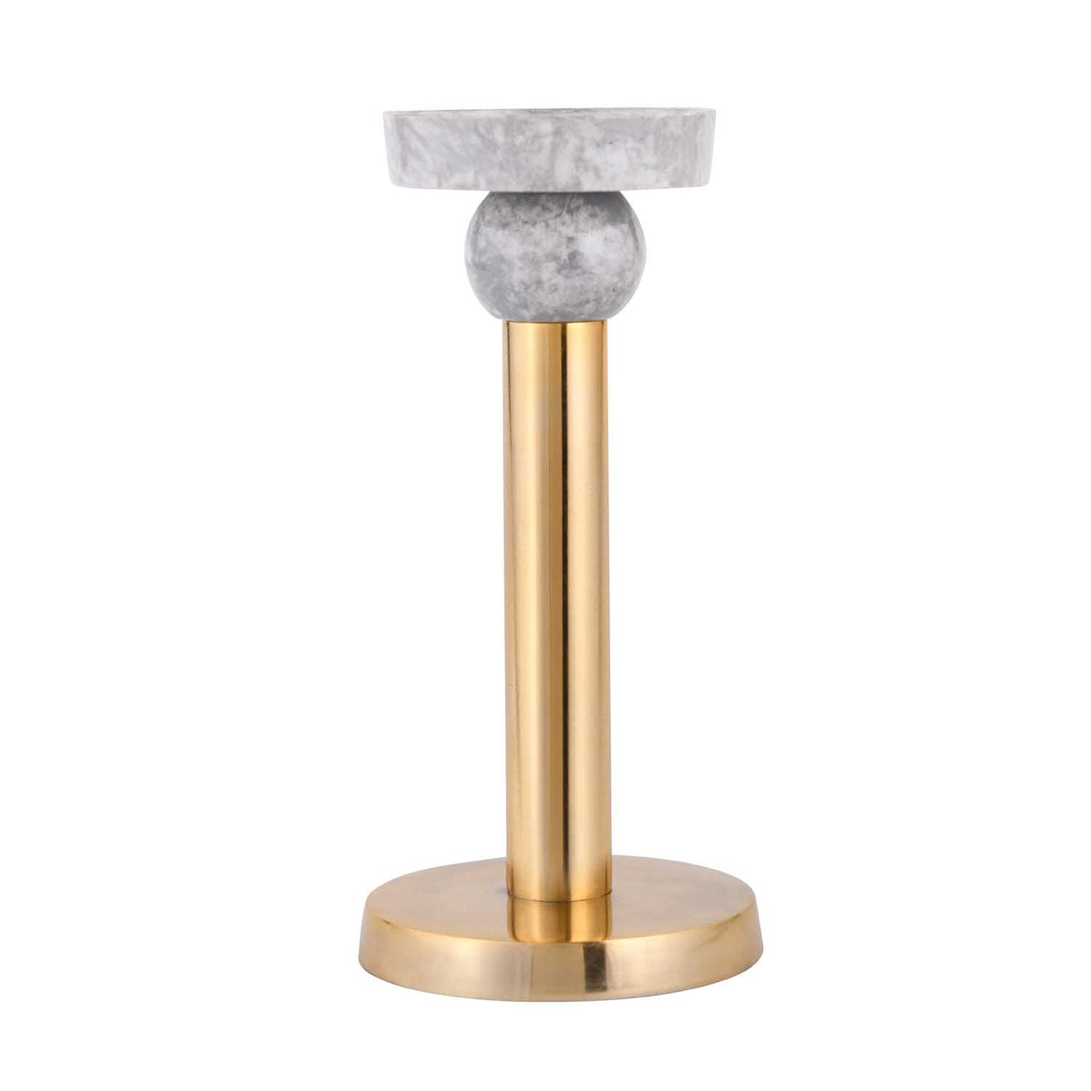 Decorative Tiered Pillar Metal Candle Holder- White & Gold