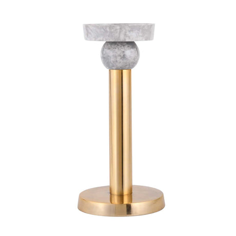 Decorative Tiered Pillar Metal Candle Holder- White & Gold