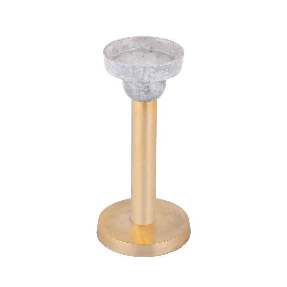 Decorative Tiered Pillar Metal Candle Holder- White & Gold
