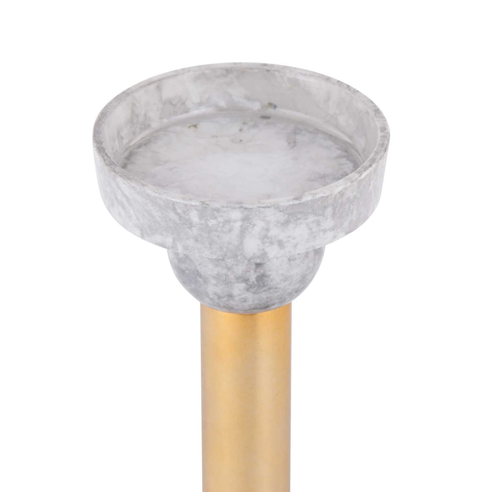 Decorative Tiered Pillar Metal Candle Holder- White & Gold