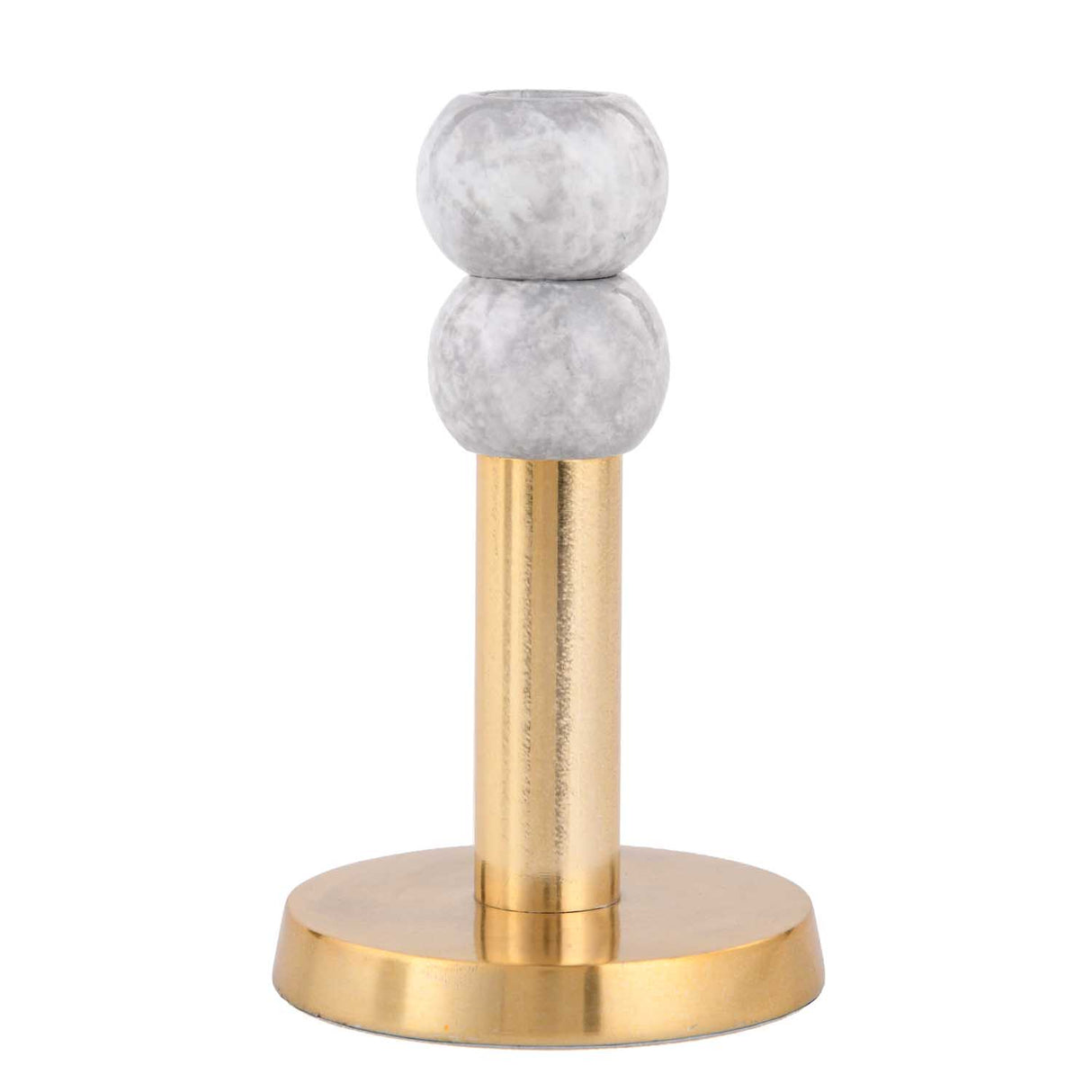 Decorative Stacked Metal Candle Holder- White & Gold