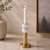 Decorative Stacked Metal Candle Holder- White & Gold
