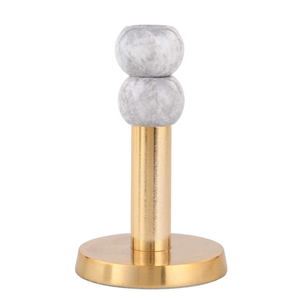 Decorative Stacked Metal Candle Holder- White & Gold