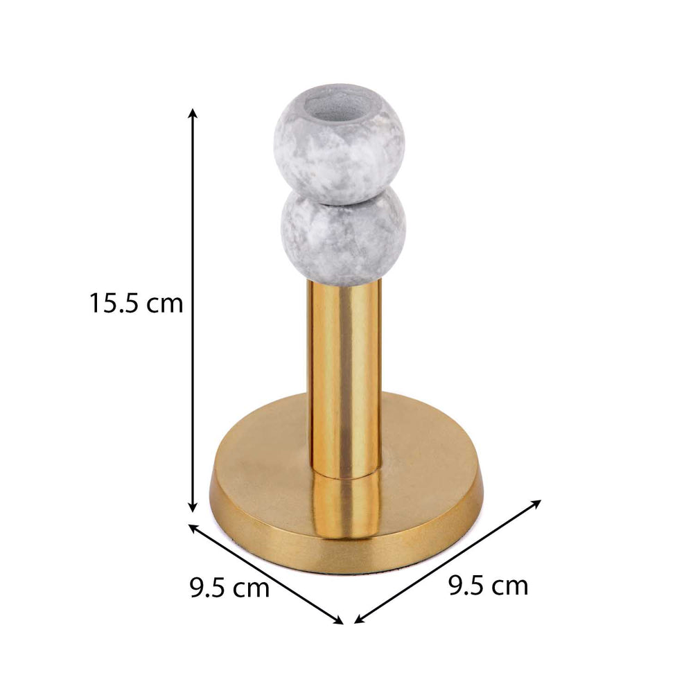 Decorative Stacked Metal Candle Holder- White & Gold