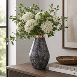 Bulb Shaped Metal Vase- Black & Gold