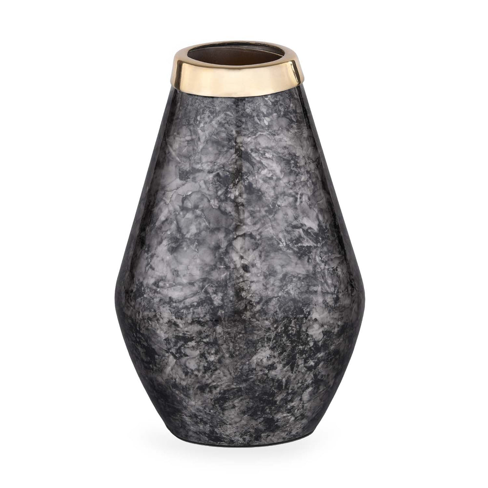 Bulb Shaped Metal Vase- Black & Gold