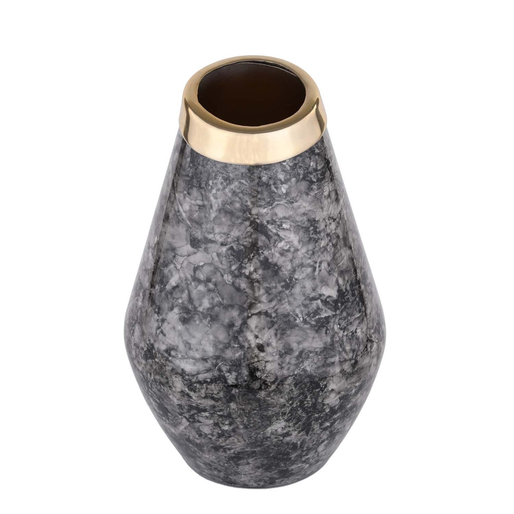 Bulb Shaped Metal Vase- Black & Gold