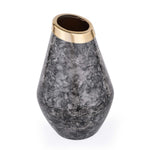 Bulb Shaped Metal Vase- Black & Gold