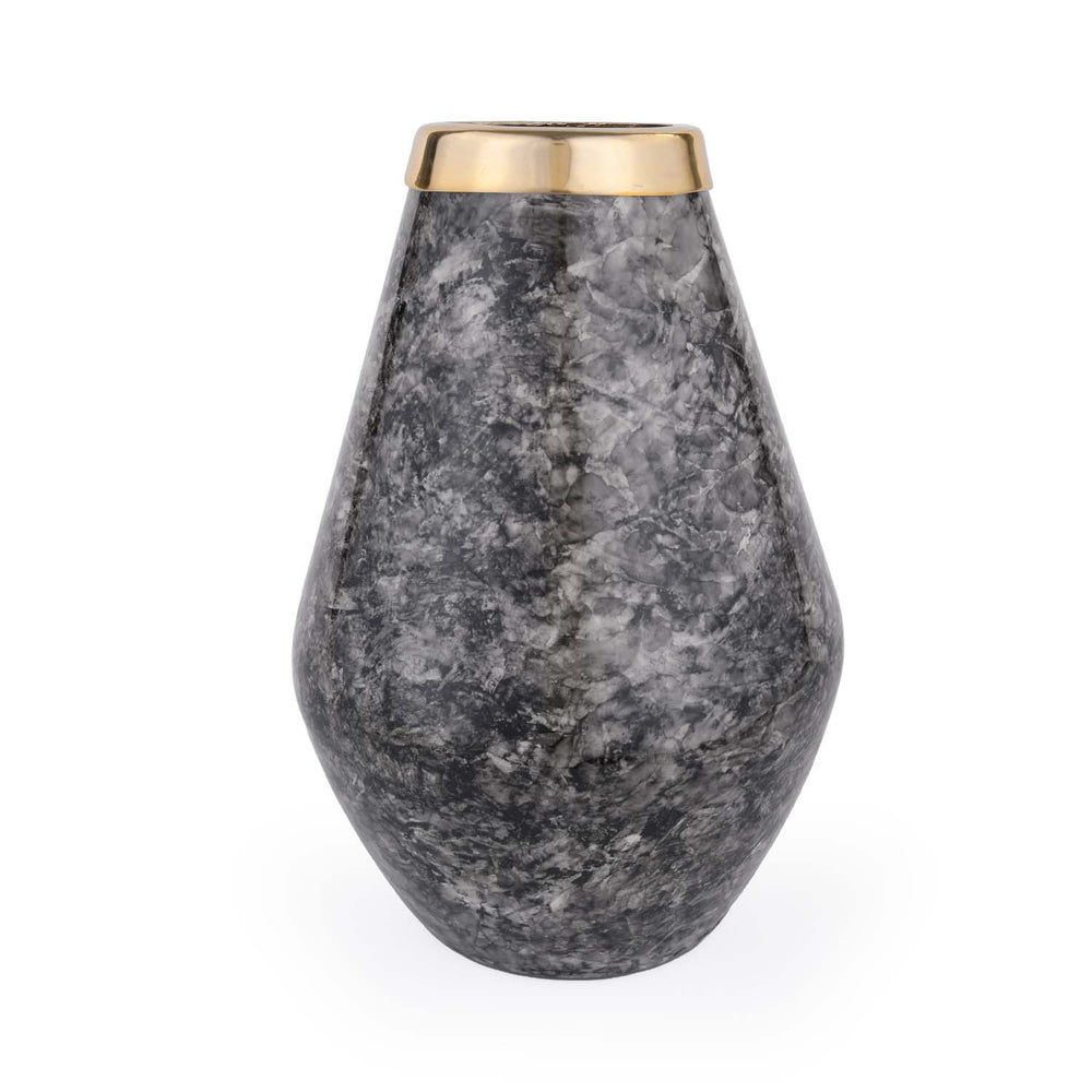 Bulb Shaped Metal Vase- Black & Gold