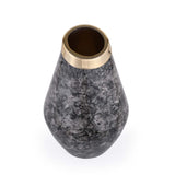 Bulb Shaped Metal Vase- Black & Gold