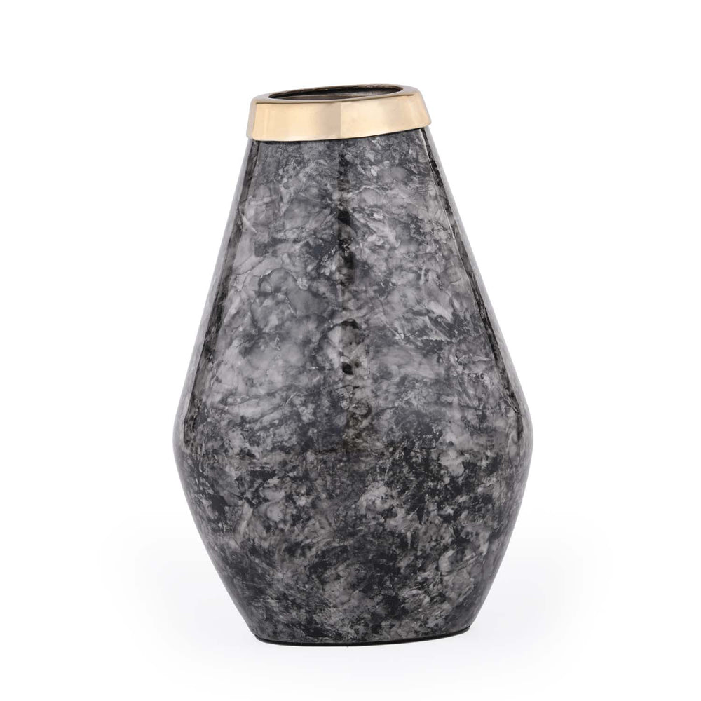 Bulb Shaped Metal Vase- Black & Gold