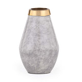 Bulb Shaped Metal Vase- White & Gold