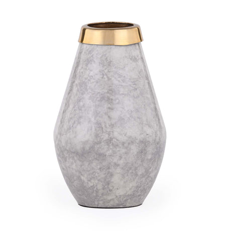 Bulb Shaped Metal Vase- White & Gold