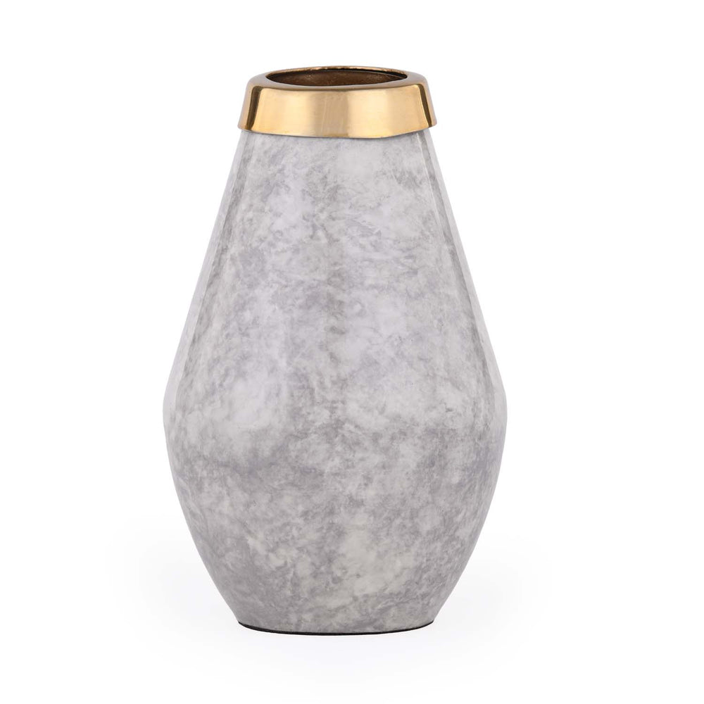 Bulb Shaped Metal Vase- White & Gold