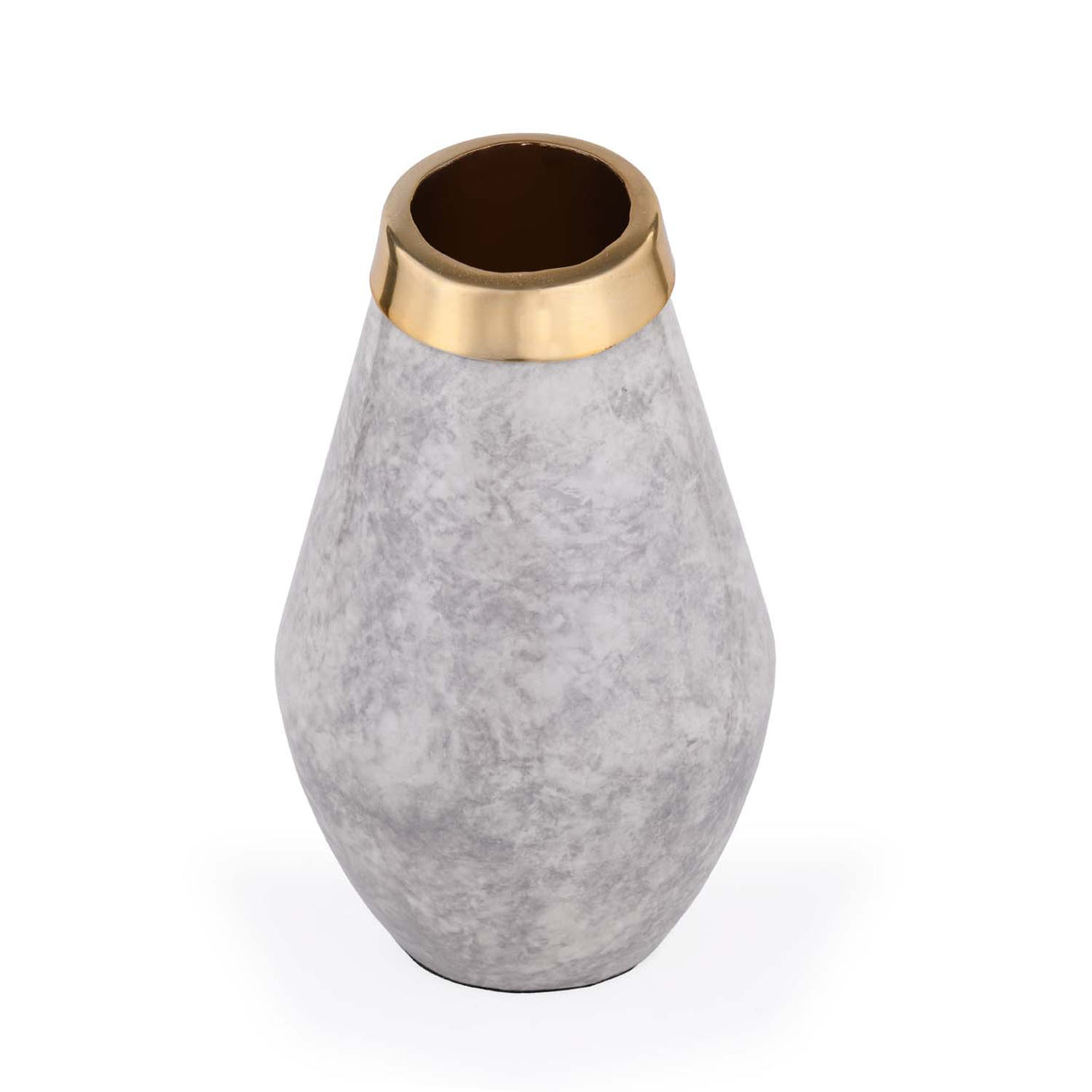 Bulb Shaped Metal Vase- White & Gold