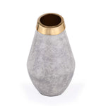 Bulb Shaped Metal Vase- White & Gold