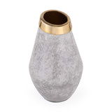 Bulb Shaped Metal Vase- White & Gold