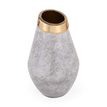 Bulb Shaped Metal Vase- White & Gold