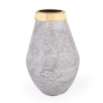 Bulb Shaped Metal Vase- White & Gold