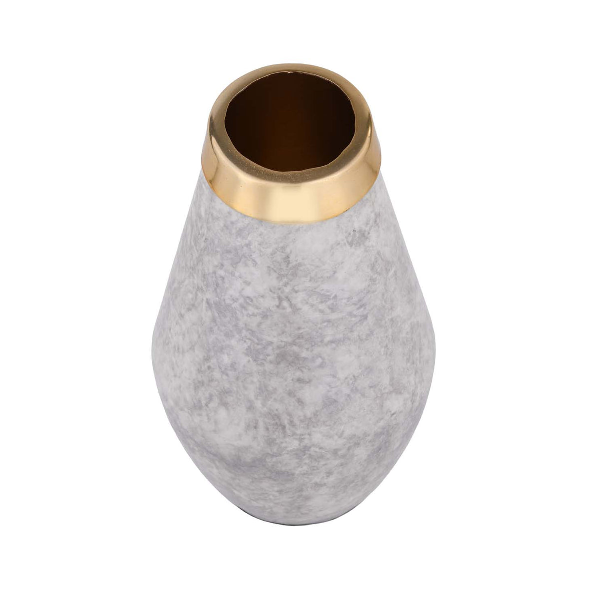 Bulb Shaped Metal Vase- White & Gold