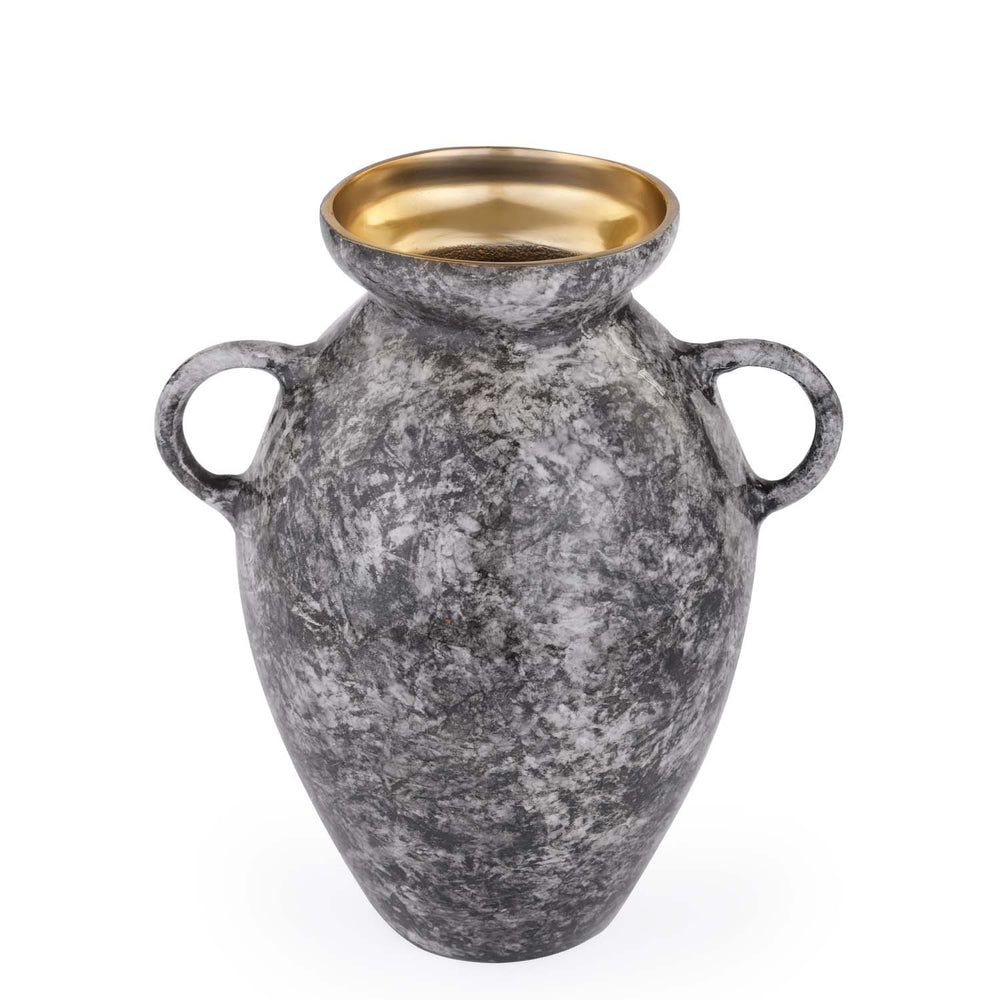 Urn Style Metal Vase- Black & Gold