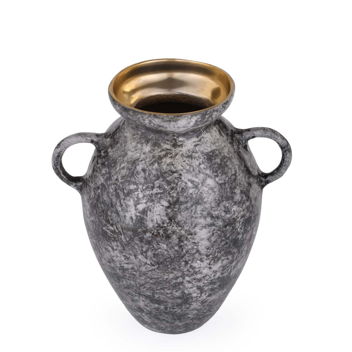 Urn Style Metal Vase- Black & Gold