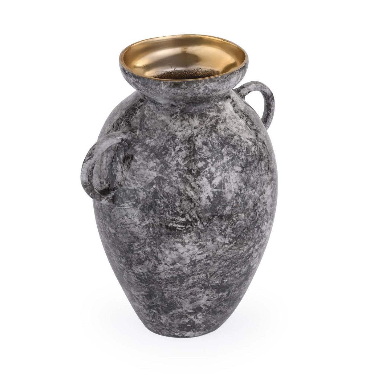 Urn Style Metal Vase- Black & Gold