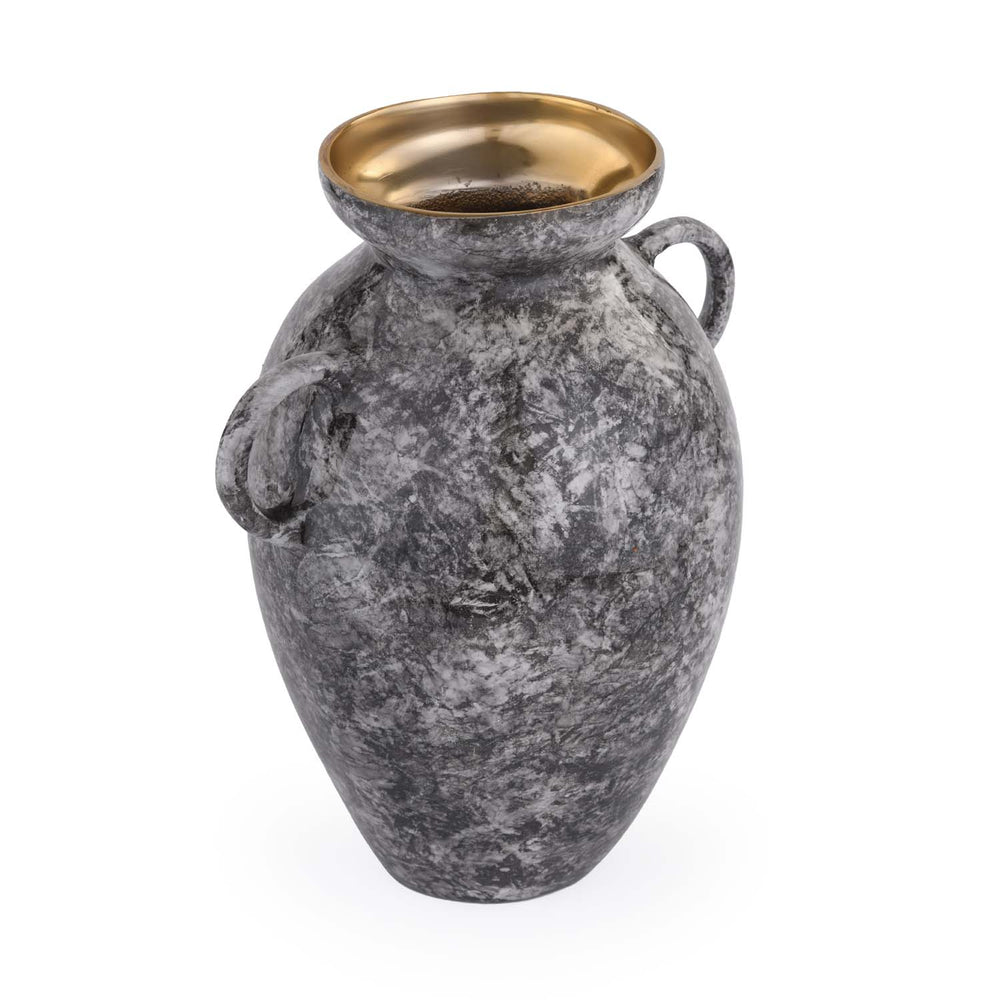 Urn Style Metal Vase- Black & Gold