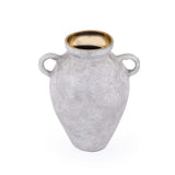 Urn Style Metal Vase- White & Gold