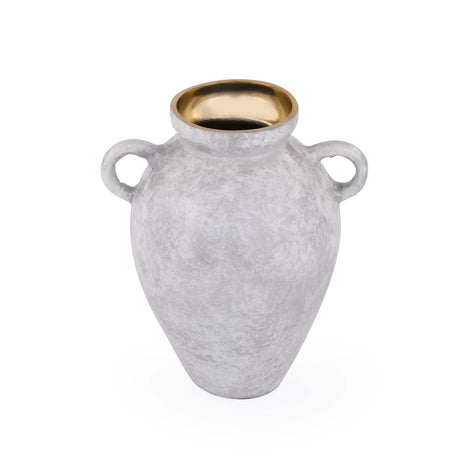 Urn Style Metal Vase- White & Gold